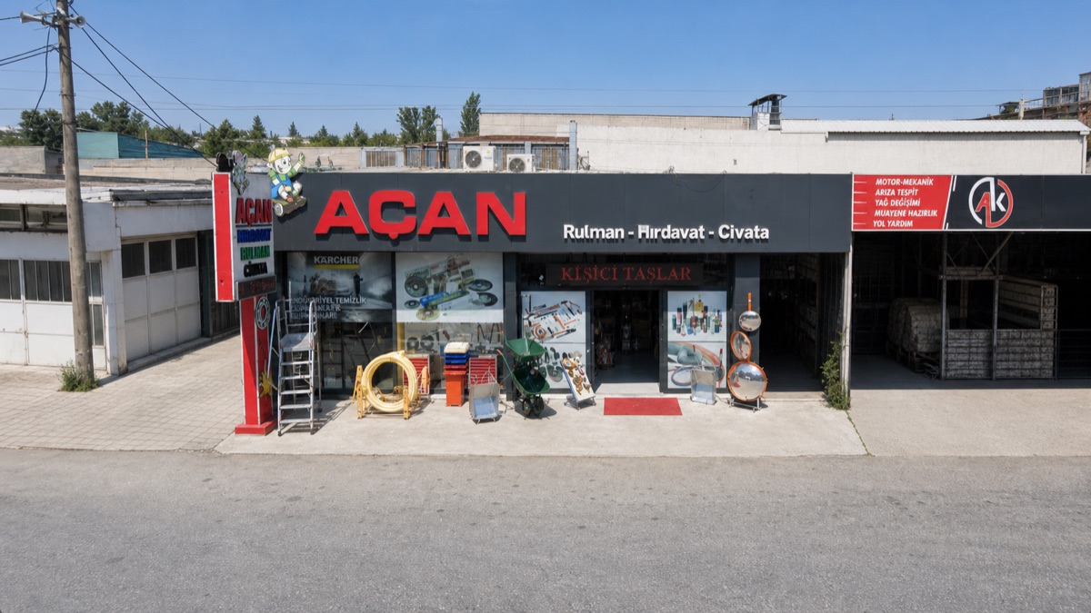 Açan Rulman mağazası dış cephe görünümü